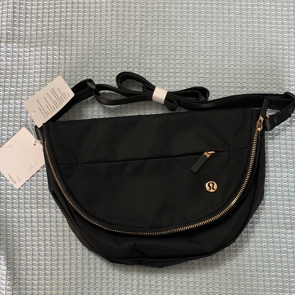 lululemon athletica Black Crossbody Bag with Gold Details